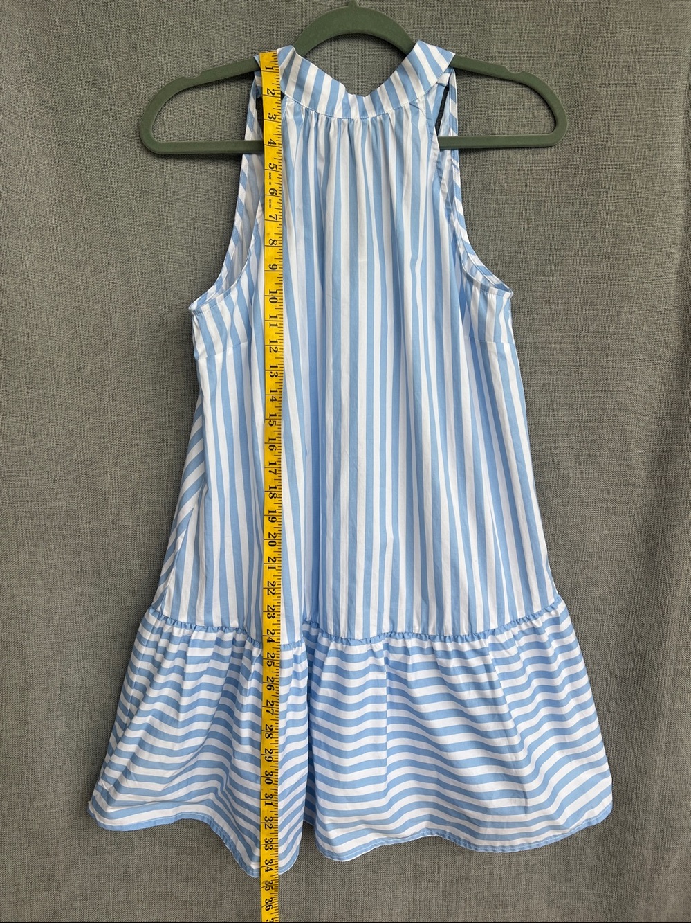 NWT Staud Marlowe Halter bow MINI cotton dress sea stripe white blue size S - Picture 6 of 12
